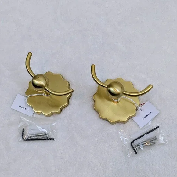 NWT Anthropologie Wiggle Bath Hook Set (2) in Brass - Picture 4 of 10
